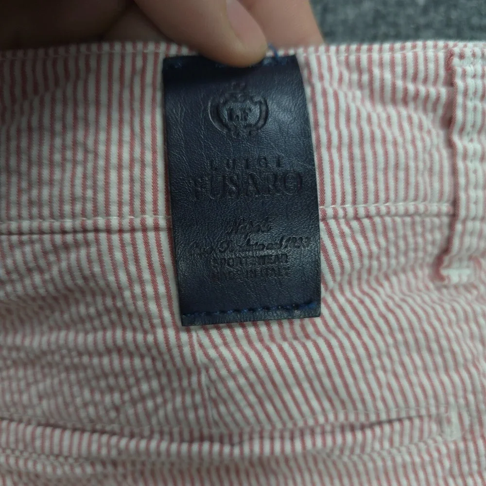 Luigi Fusaro Shorts Mens TG 48 32 Pink Striped Seersucker Bermuda Italy Designer